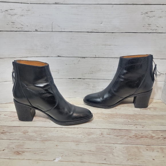 Madewell  Womens Leather Booties Ankle Boots Heels Back Zip B2061 Black Sz 7.5 - Picture 5 of 14